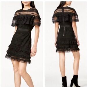 Mare Mare Womens Dress Lace Overlay Ruffled Lined Dress with Back Zipper Size L